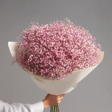 Монобукет из розовой гипсофилы