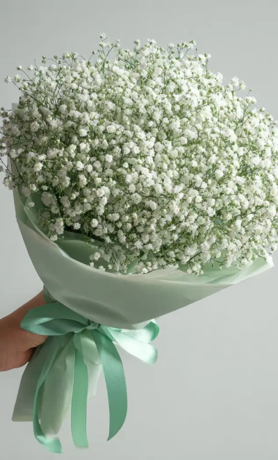 Монобукет из гипсофилы «Молочная вуаль»