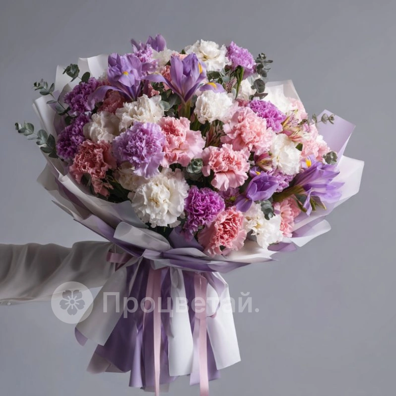 Букет с гвоздиками &laquo;Гармония оттенков&raquo;