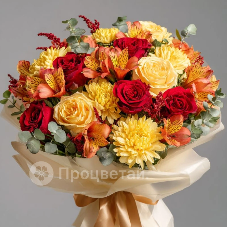 Букет с хризантемами &laquo;Огни сентября&raquo;