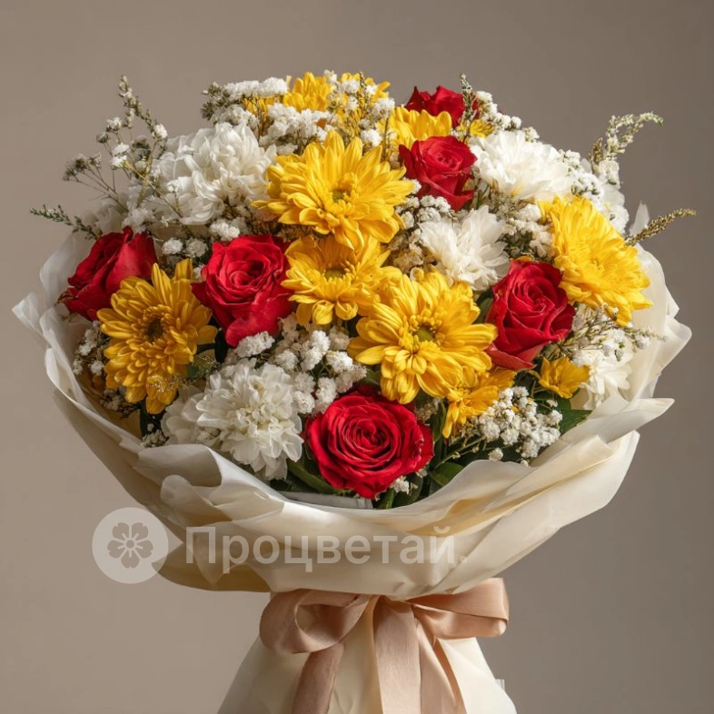 Букет с хризантемами &laquo;Осенний луч&raquo;