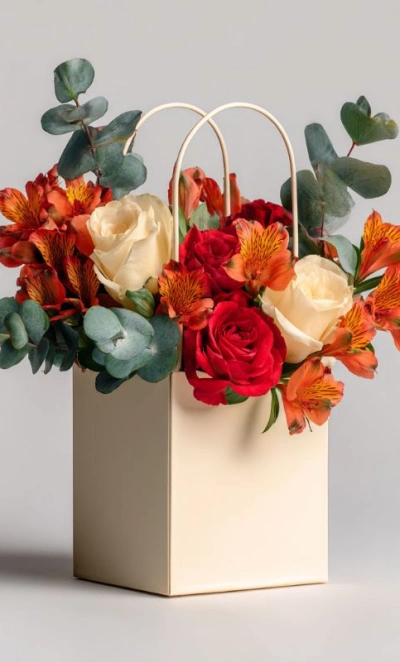 Композиция в сумочке «Городская флористика»